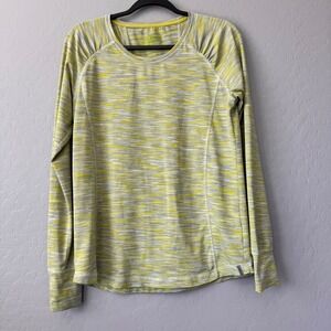 Koppen Long Sleeve‎ Athletic Top Women's Size L Thumbholes Yellow Gray
